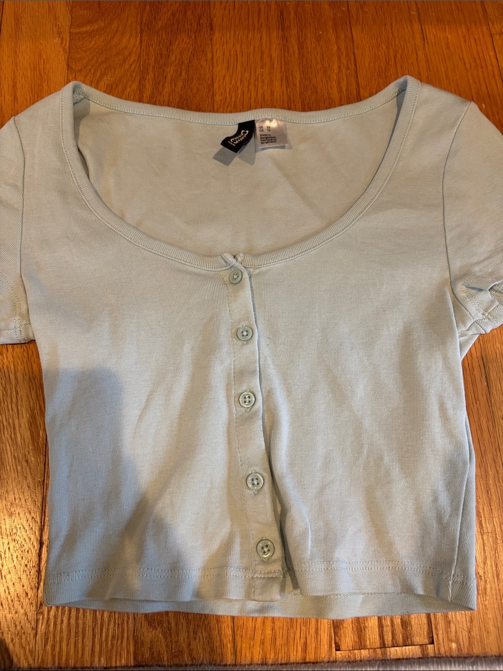 H&M Divided Pale Blue Scoop Neck Crop Top